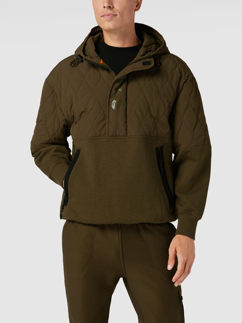 Parka mit Label-Print Modell 'Zequilt' in olivgrün