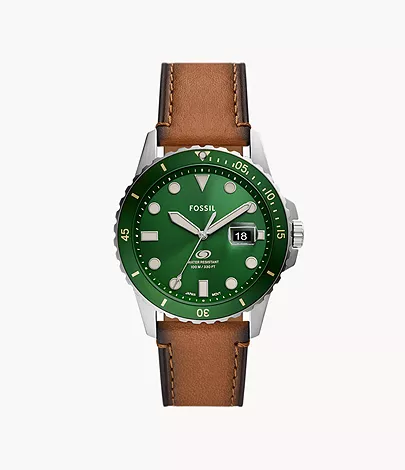 Fossil Uhr Fossil Blue Dive 3-Zeiger-Werk Datum LiteHide™-Leder hellbraun