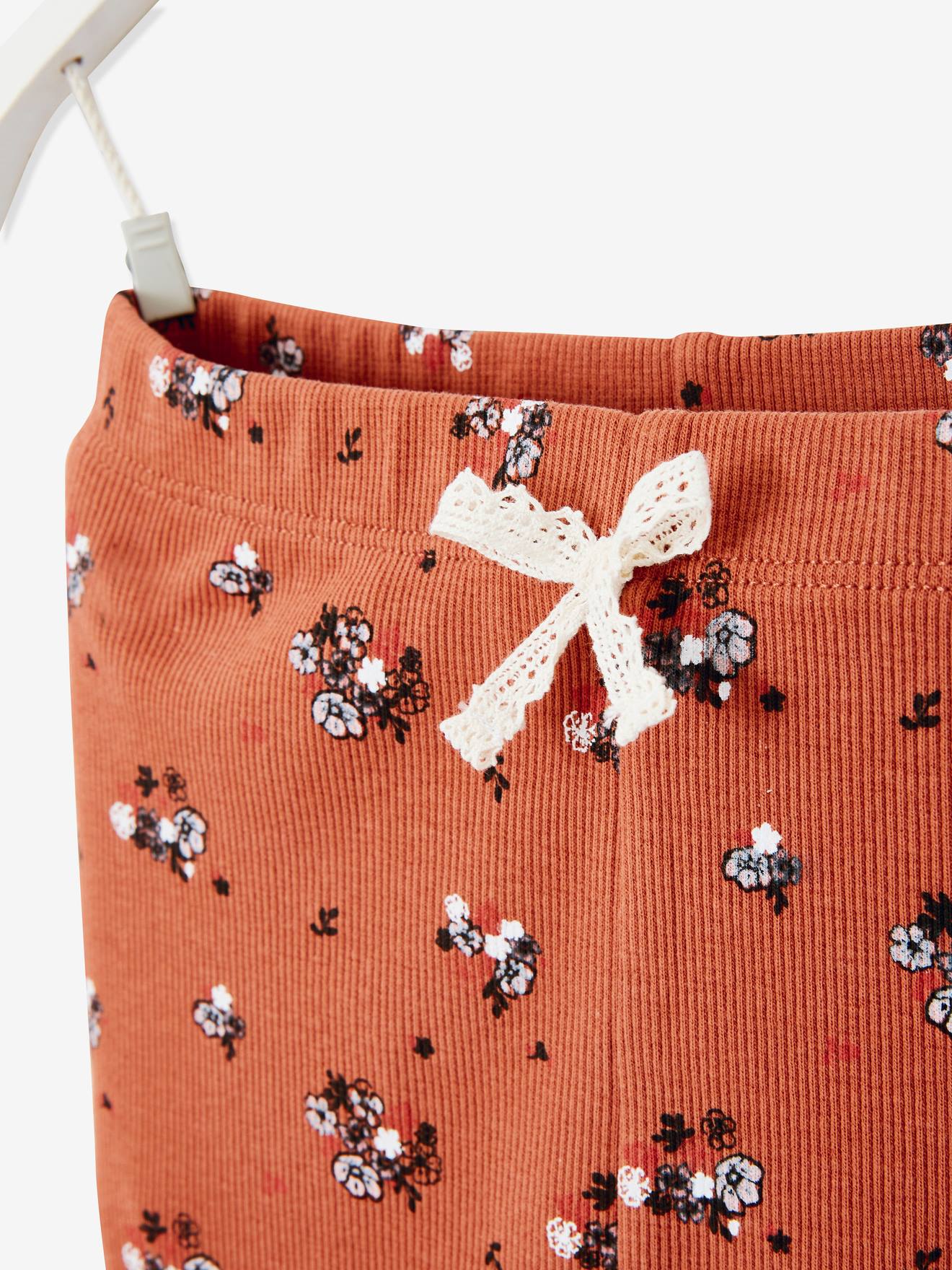 Legging imprimé en maille côtelée fille marine
