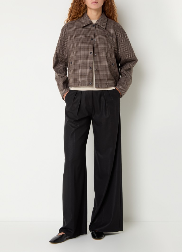 OLAF Jacket in wool blend with checked design and logo