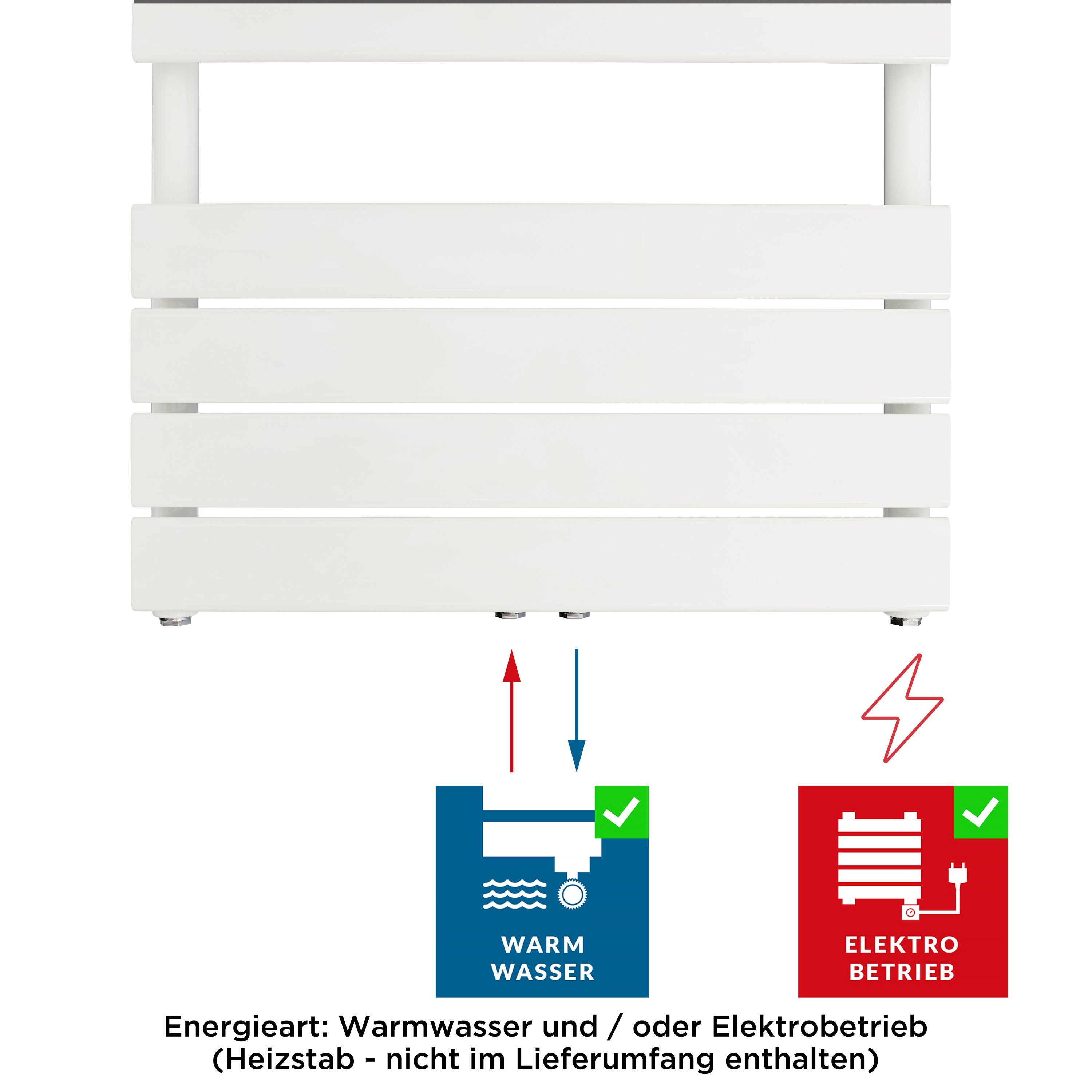 Aquabad® Badheizkörper AUREA Handtuch Heizkörper Mittelanschluss 50mm, 50x100cm, 478W