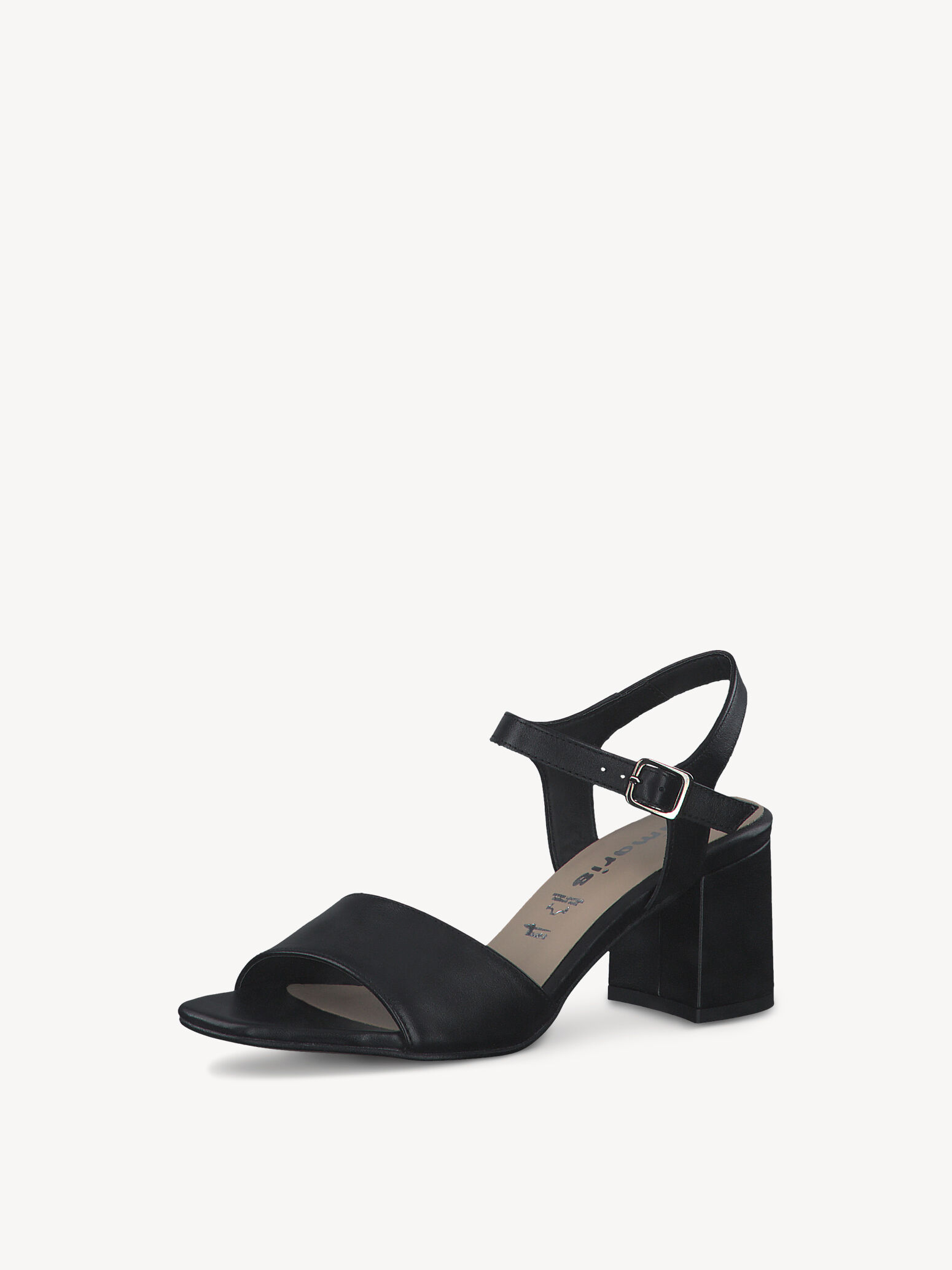 Sandale à talon en cuir - noir