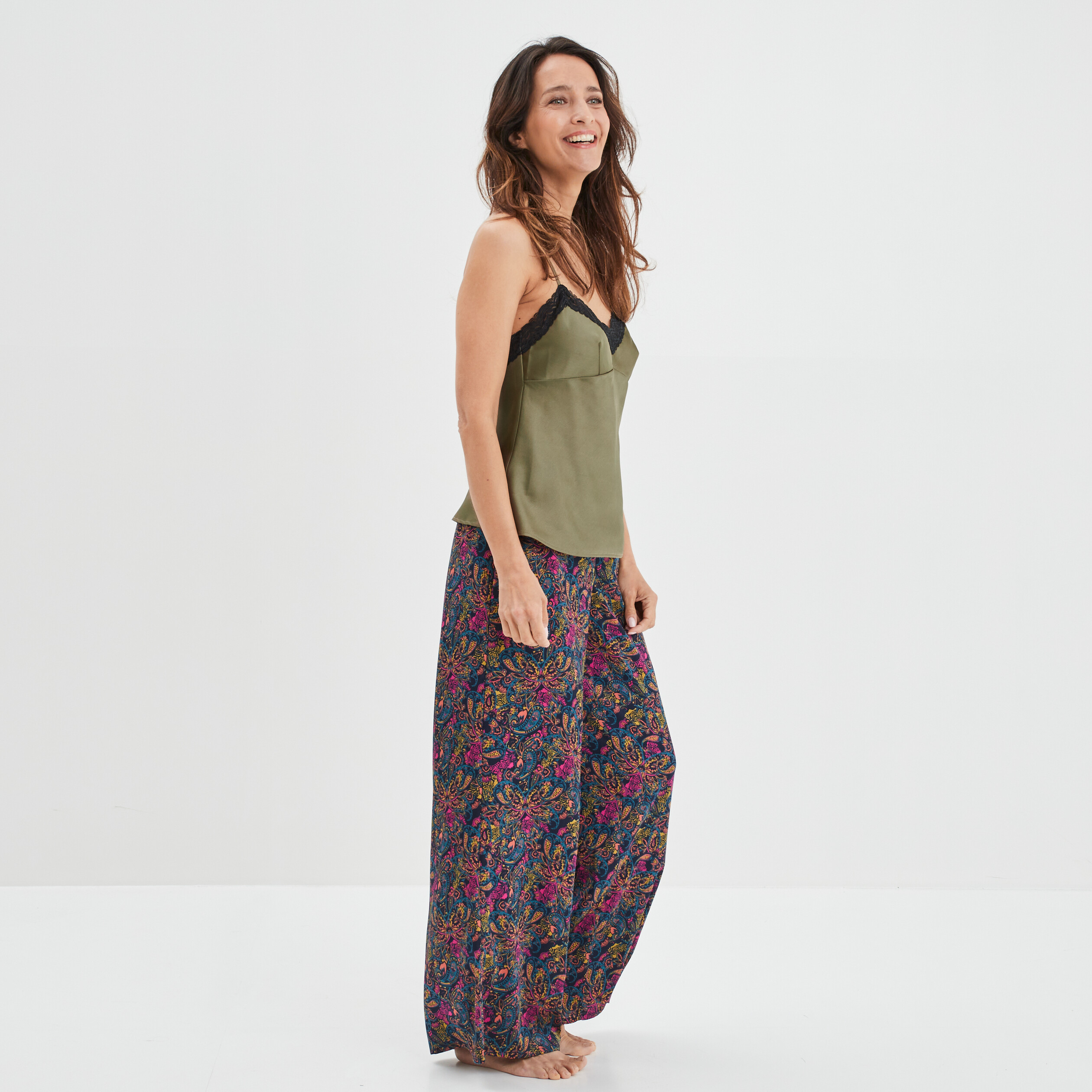 Ensemble pyjama satin 2 pièces bleu femme | La Halle