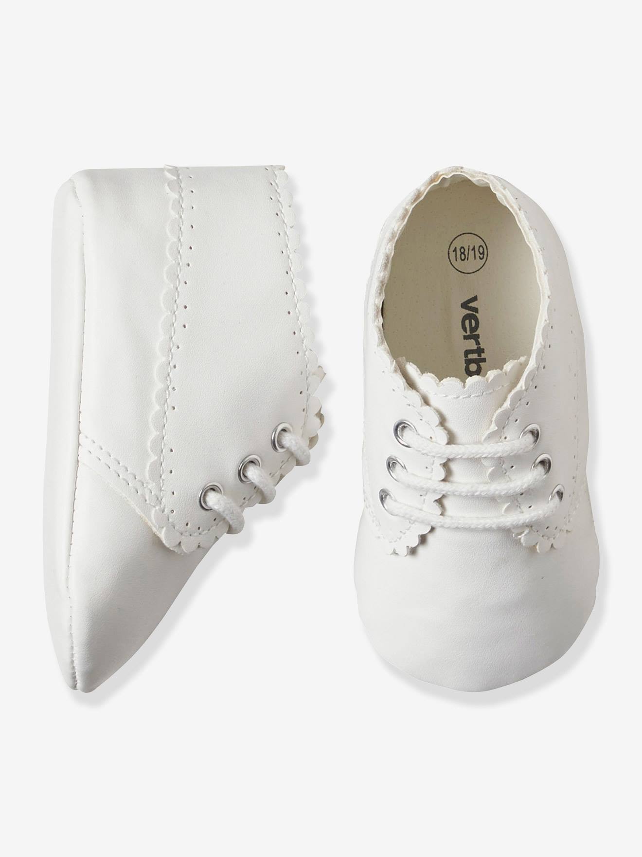 Bottillons souples bébé à lacets nouveau né blanc