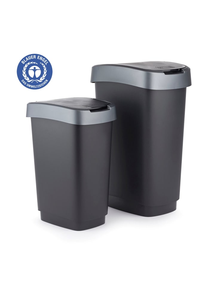 Rotho Twist Mülleimer mit Deckel 25l, Kunststoff (PP)  in Mistletoe grün günstig kaufen onesize