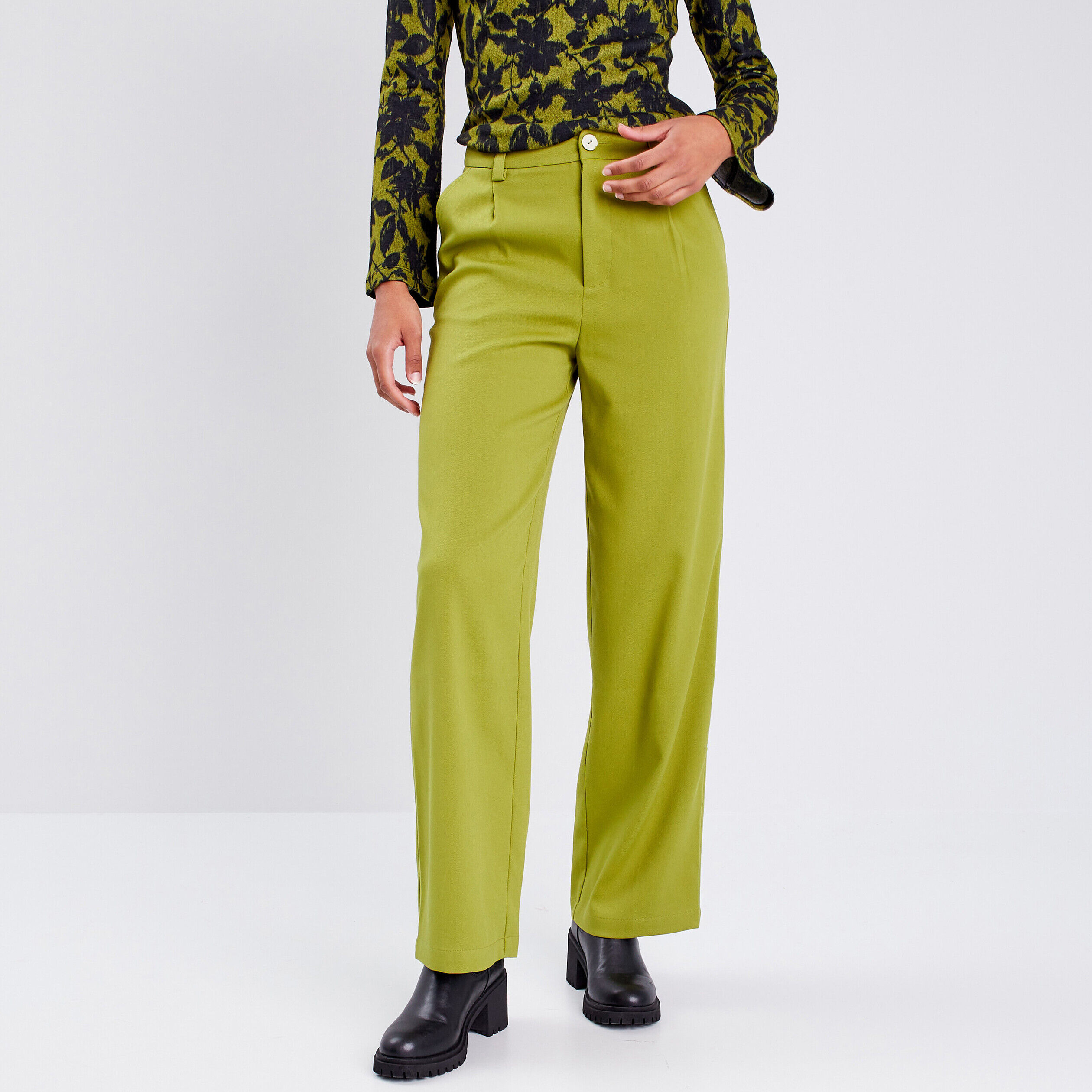 Pantalon city bootcut vert anis femme | Cache Cache