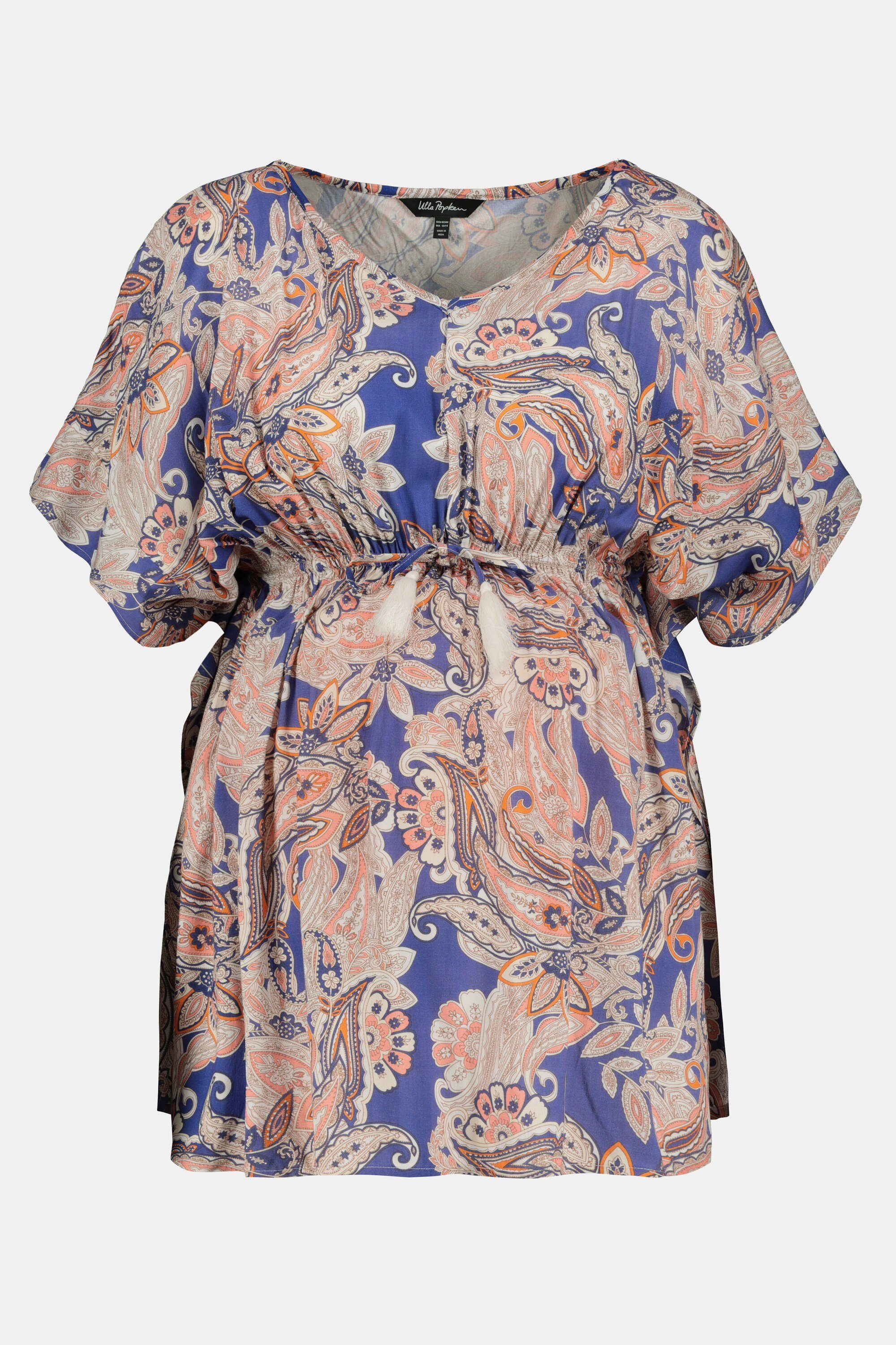 Ulla Popken Umstandsbluse Bellieva-Kaftan Tunika V-Ausschnitt Bindeband