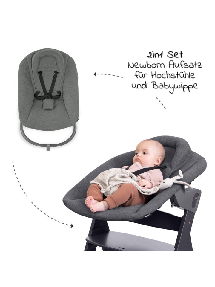 Hauck Alpha Plus Grey 4-tlg. Newborn Set - Hochstuhl   2in1 in grau günstig kaufen onesize