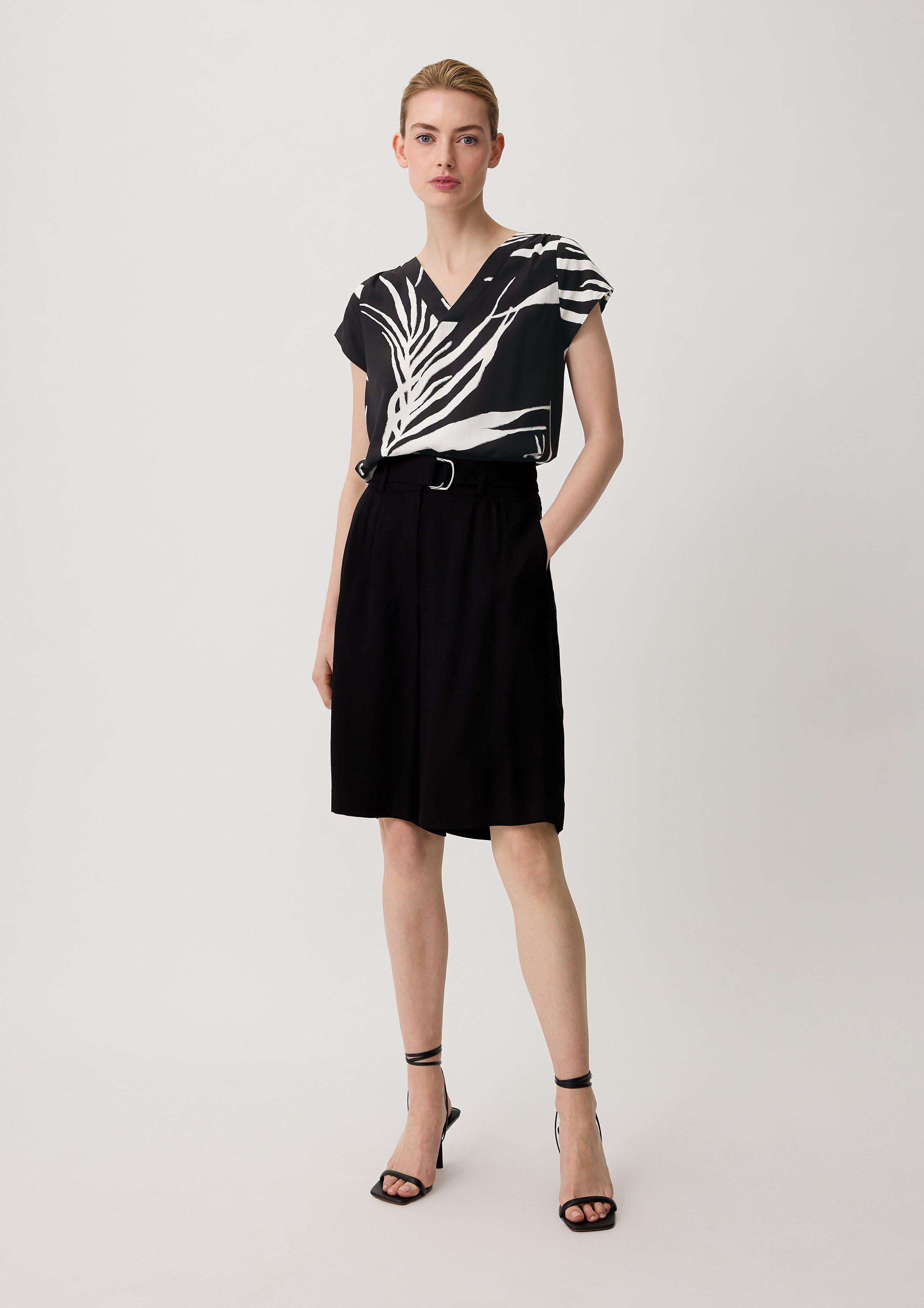Viskosebluse mit Raffung - schwarz