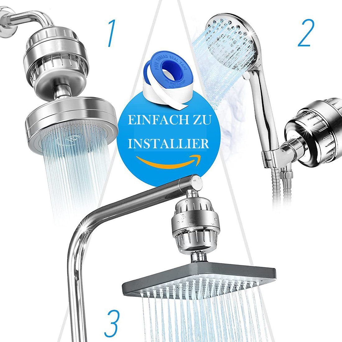 YYV Filterpumpen 15-Schichten Duschfilter mit Lüfterblättern, Duschkopf Wasserfilter (1 St), Filtersystem gegen Rest-Chlor,Water Filters Kalkfilter