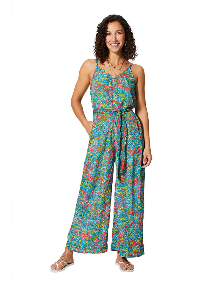 Aller Simplement Jumpsuit in Blau/ Grün/ Pink günstig kaufen