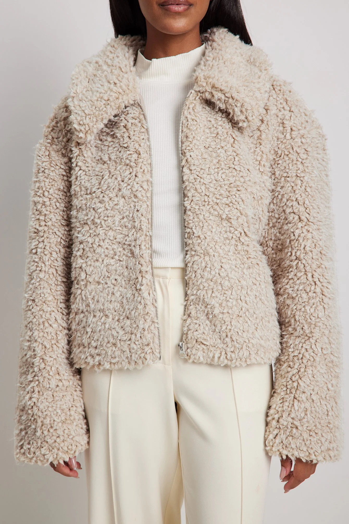Teddy-Jacke mit Reißverschluss