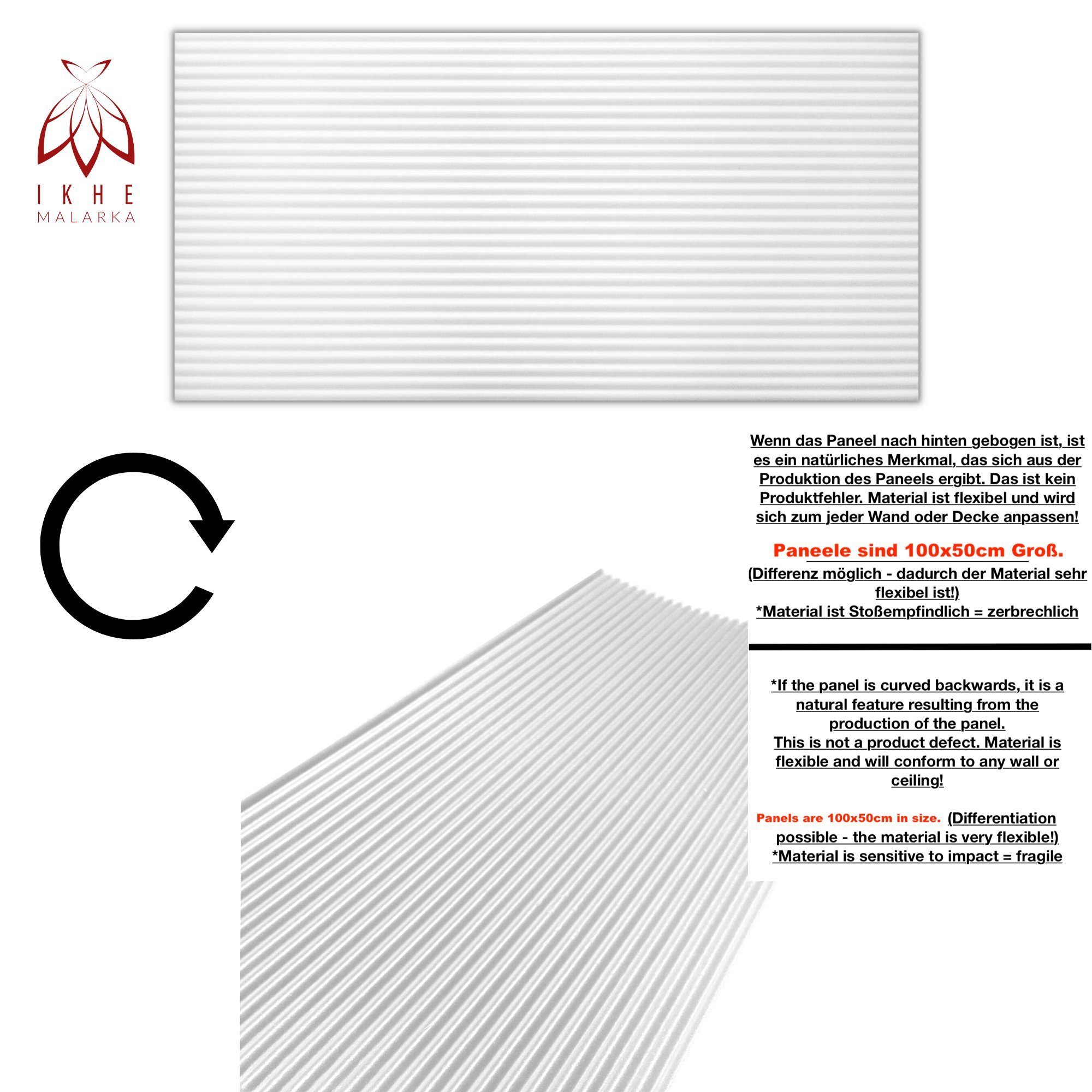 IKHEMalarka 3D Wandpaneel Lamellen Nachbildung Imitation Deckenpaneele, BxL: 50,00x100,00 cm, 4,00 qm, (4m², 8 Stück) Polystyrol Material 3mm stärke