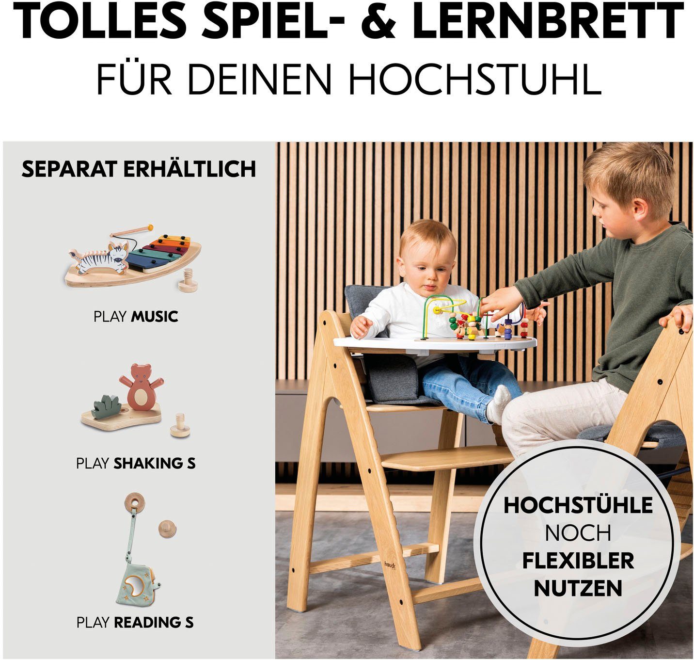 Hauck Hochstuhltablett Arketa Play Tray, White, Kunststoff