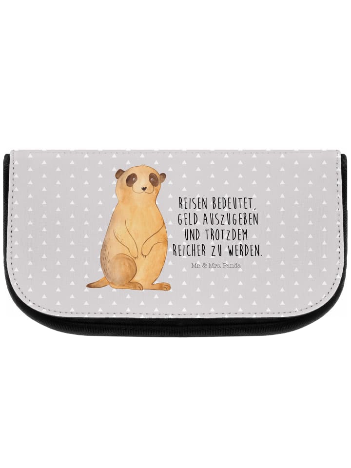 Mr. & Mrs. Panda Kosmetiktasche Erdmännchen mit Spruch in Grau Pastell günstig kaufen onesize