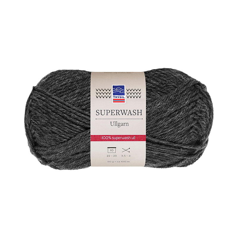 Trysil Superwash ullgarn 100% ren ny ull, koksgrå