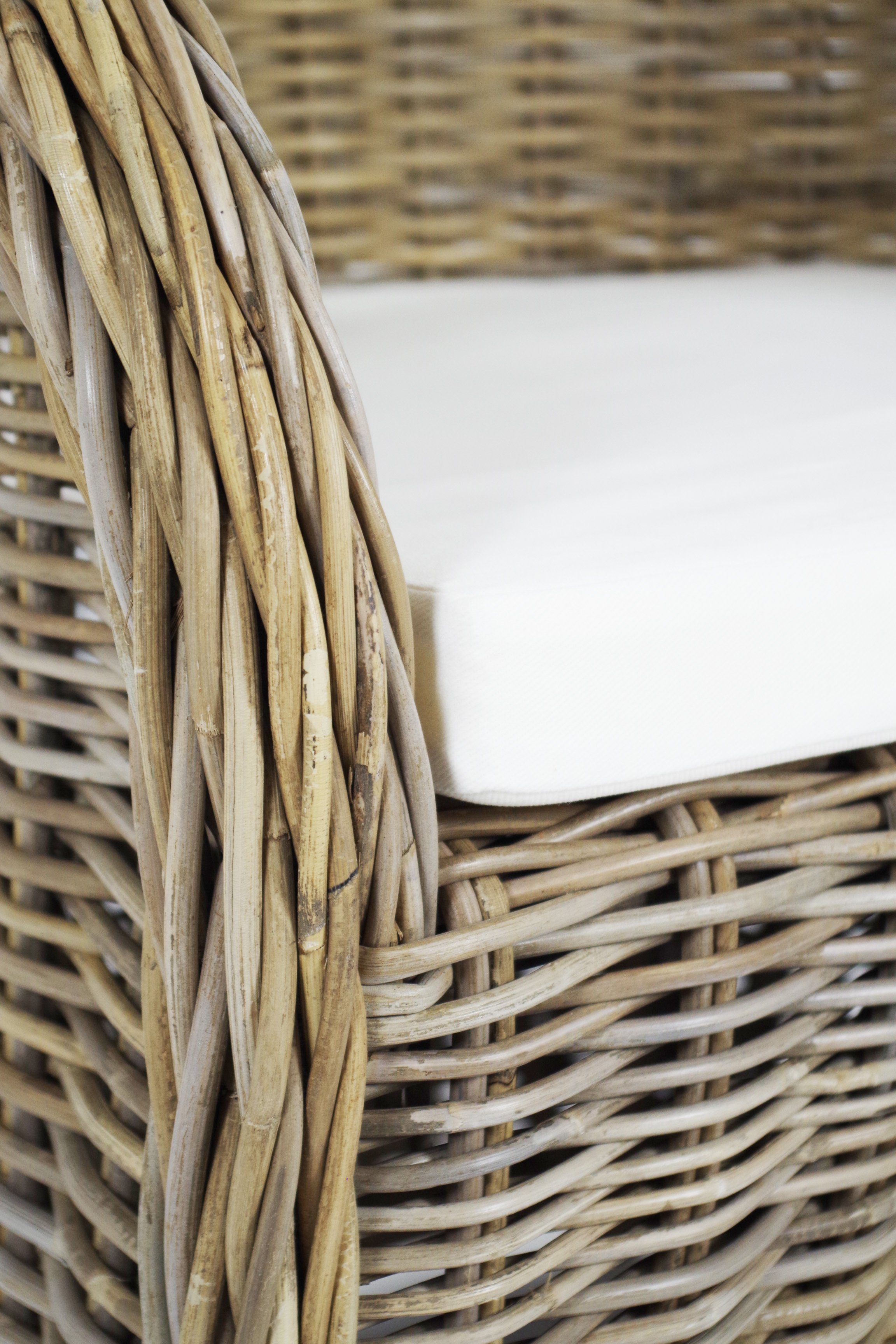 Kobolo Rattanstuhl BOSTON NEW Sessel aus Rattan grau (kubu grey)
