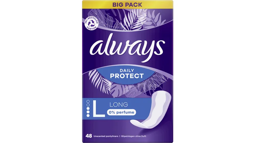 Always DAILY Slipeinlagen always Slipeinlage Daily Protect Long ohne Duft BigPack 48