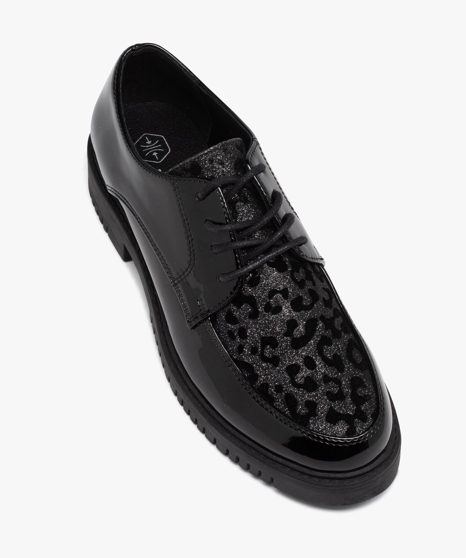 Derby verni avec dessus pailleté femme noir | GEMO
