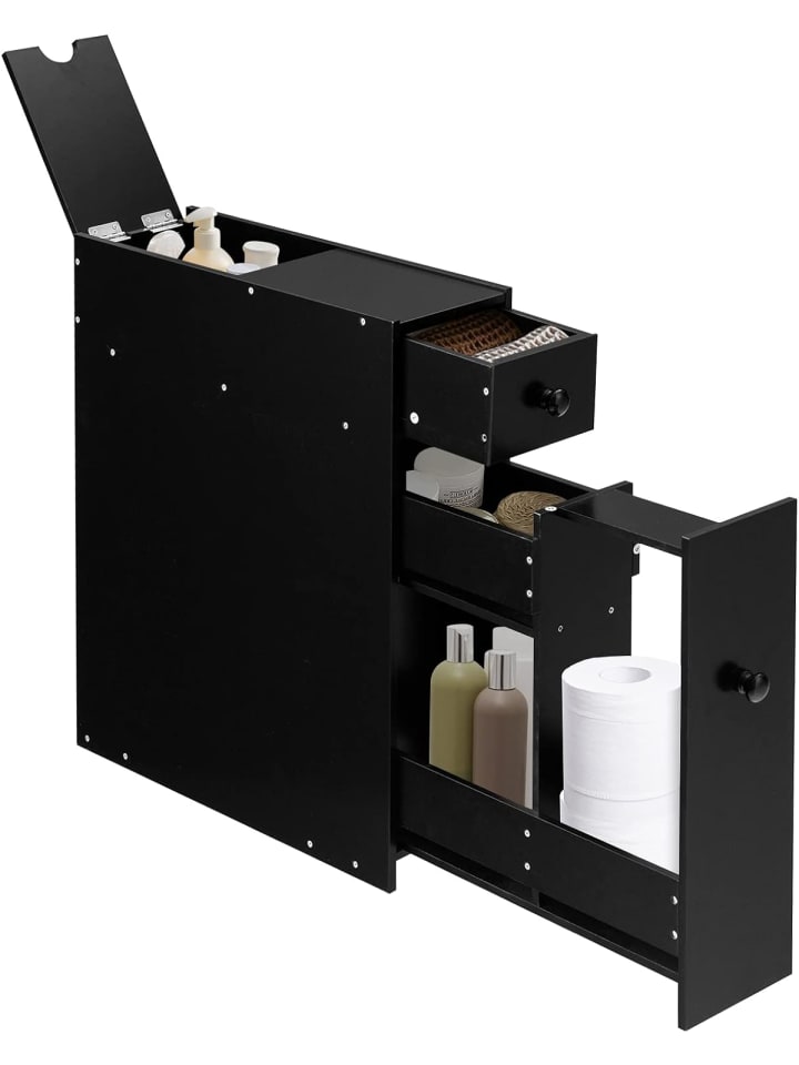 COSTWAY Nischenregal mit Schubladen in Schwarz günstig kaufen 48 cm