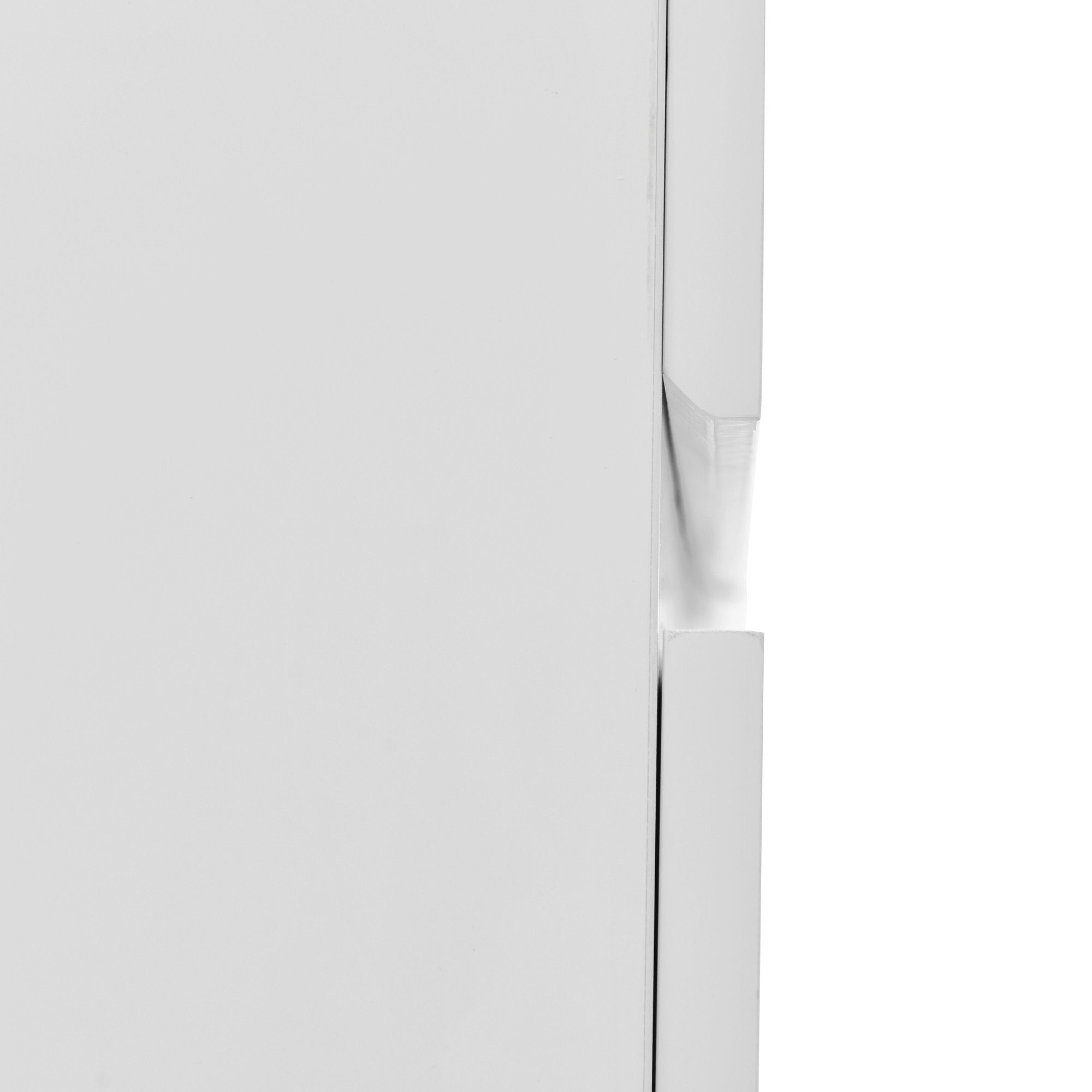 WISHDOR Sideboard Kommode (130CM HochglanzKommode Weiß -B130/T40 /H88cm, Kommode mit 6 Schubladen und LED-Spiegel 60cm), Highboard Weiss Sideboard,für Schlafzimmer & alle Wohnräume