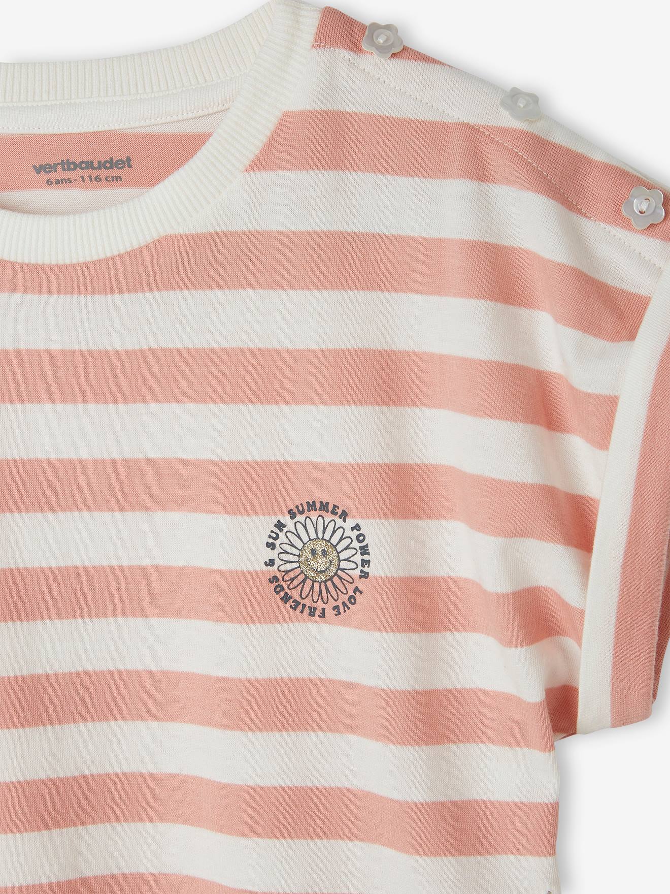 T-shirt rayé personnalisable fille rayé rose