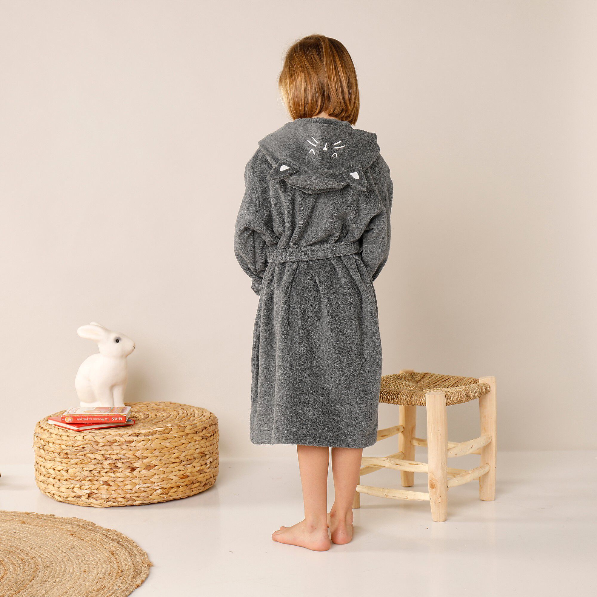 Peignoir de bain enfant personnalisable chat à capuche