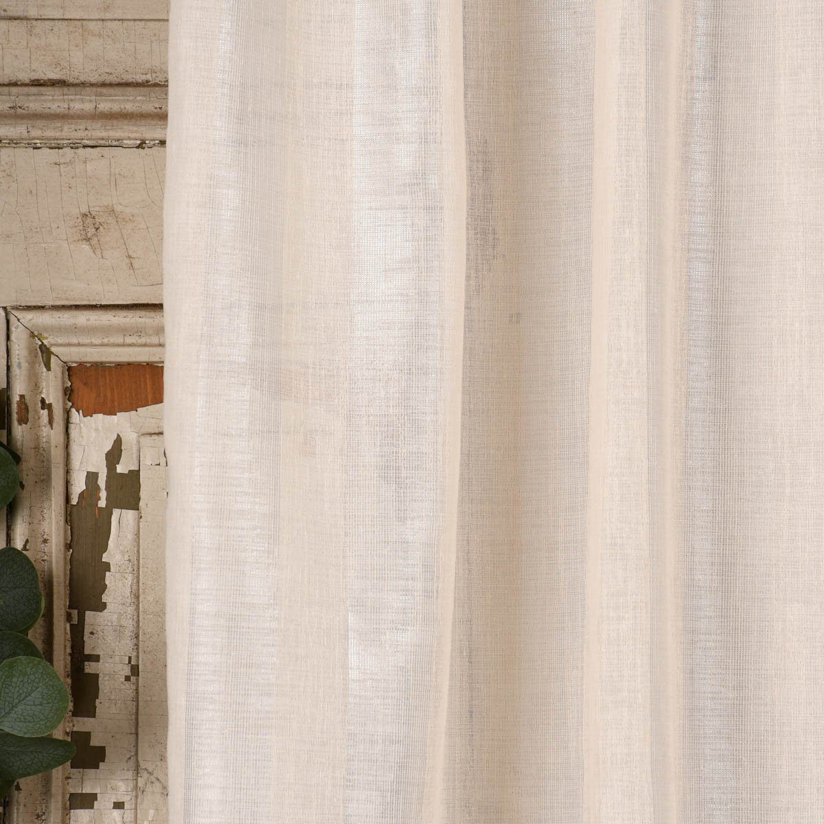 Meterware Rasch Textil Stores Shine Längsstreifen Leinenstruktur creme 300cm, halbtransparent, Kunstfaser, überbreit
