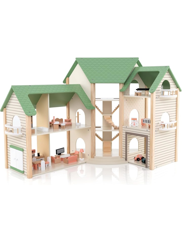 COSTWAY Puppenhaus Holz ab 3 Jahren in Grün günstig kaufen onesize