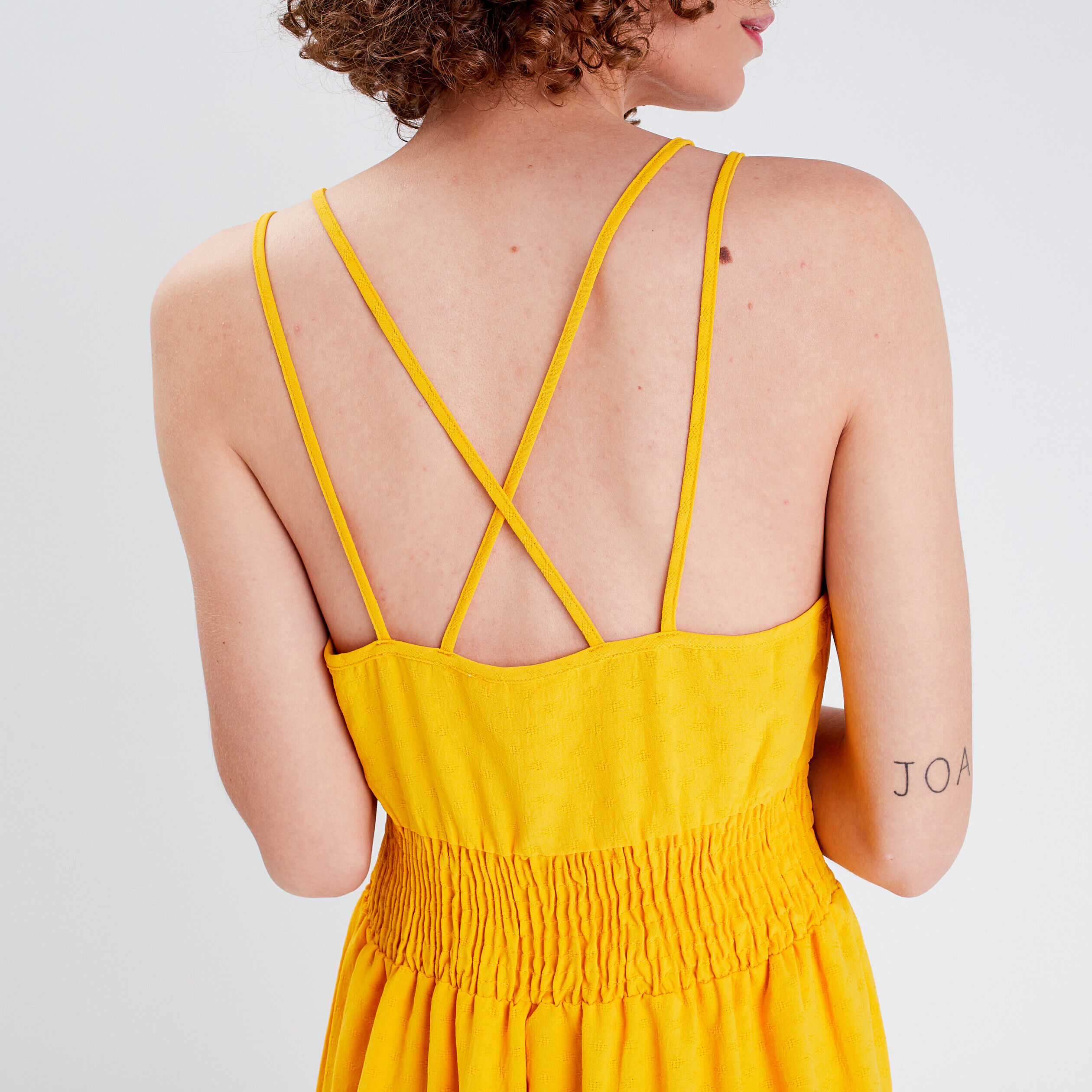 Robe longue évasée jaune foncé femme | Cache Cache