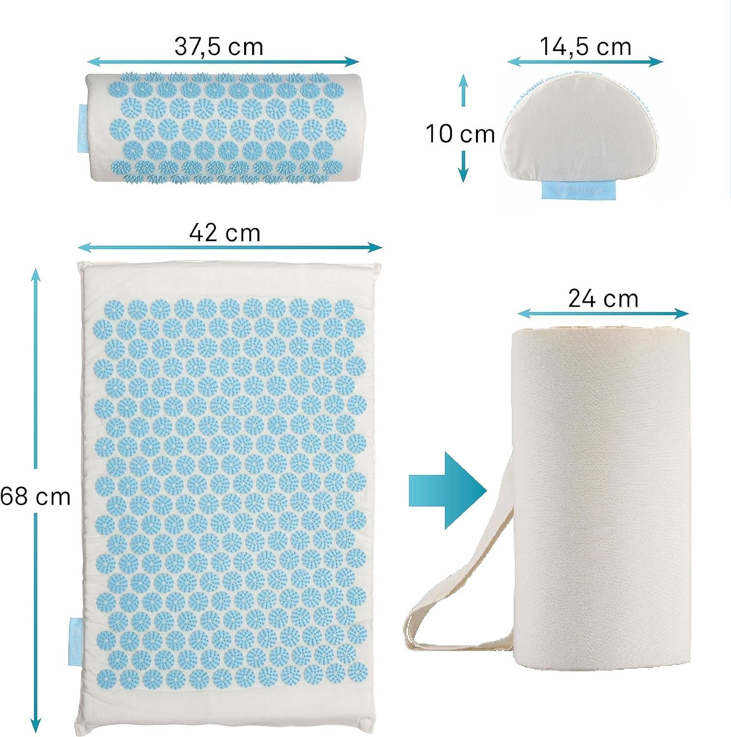 KLAMER Akupressurmatte Fitleap Akupressurmatte-Set mit Kissen, Massage-Matte zur wohltuenden…