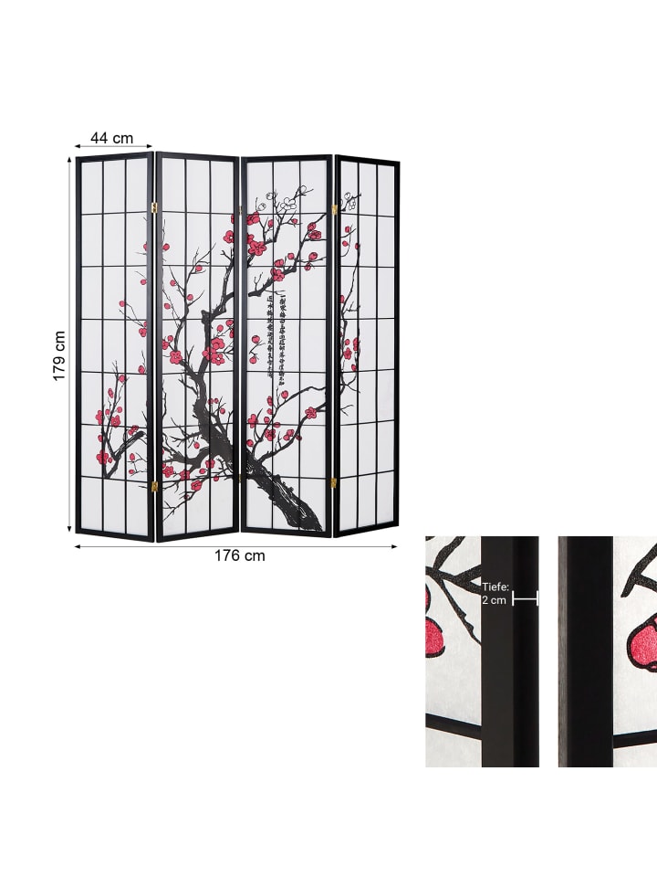 Homestyle4u 4-tlg. Paravent in Schwarz 176x179 günstig kaufen onesize