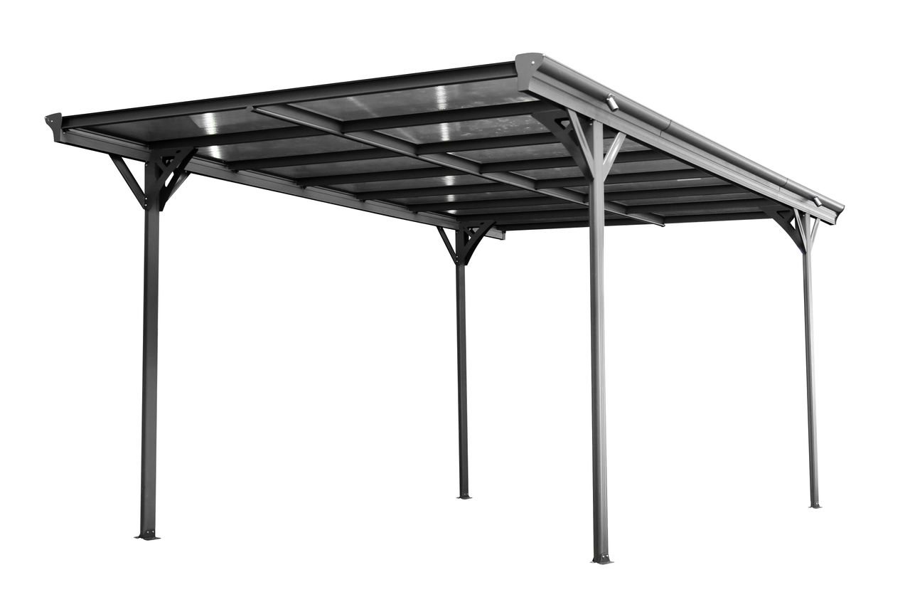 Powertec Garden Design Carport, Autoüberdachung Garage Unterstand - Anthrazit ca. 503 x 305 x 232/217cm
