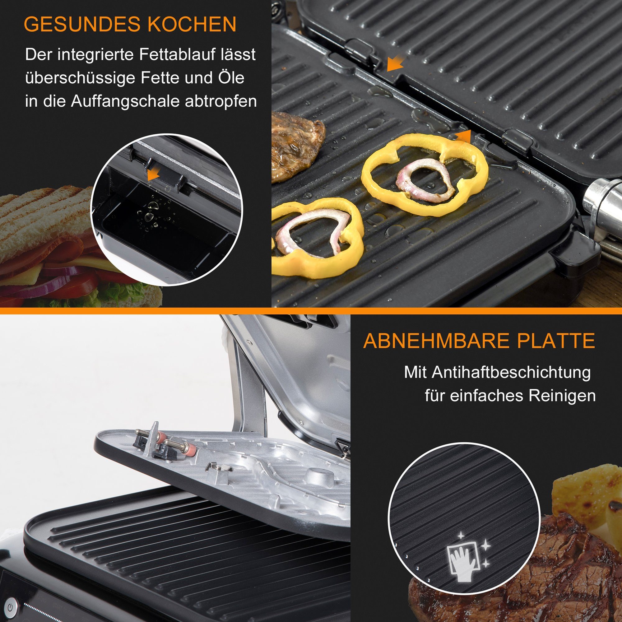 HOMCOM Raclette Elektrogrill, 8 Modi