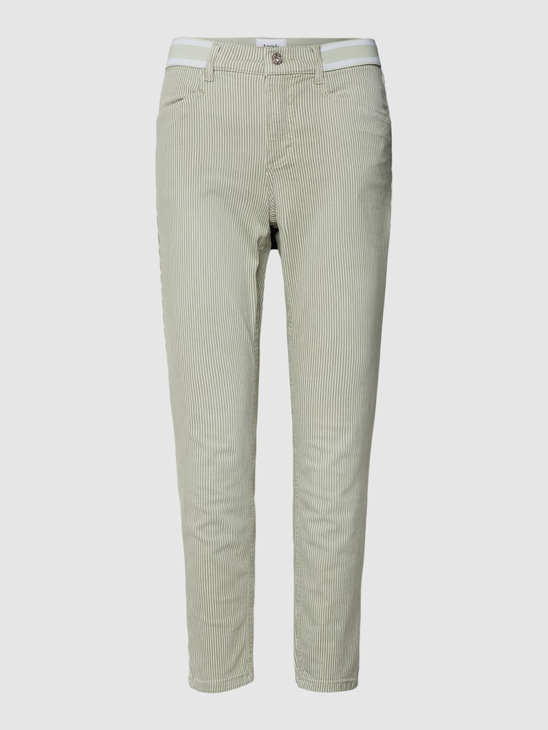 Jeans mit Streifenmuster Modell 'Ornella' in khaki