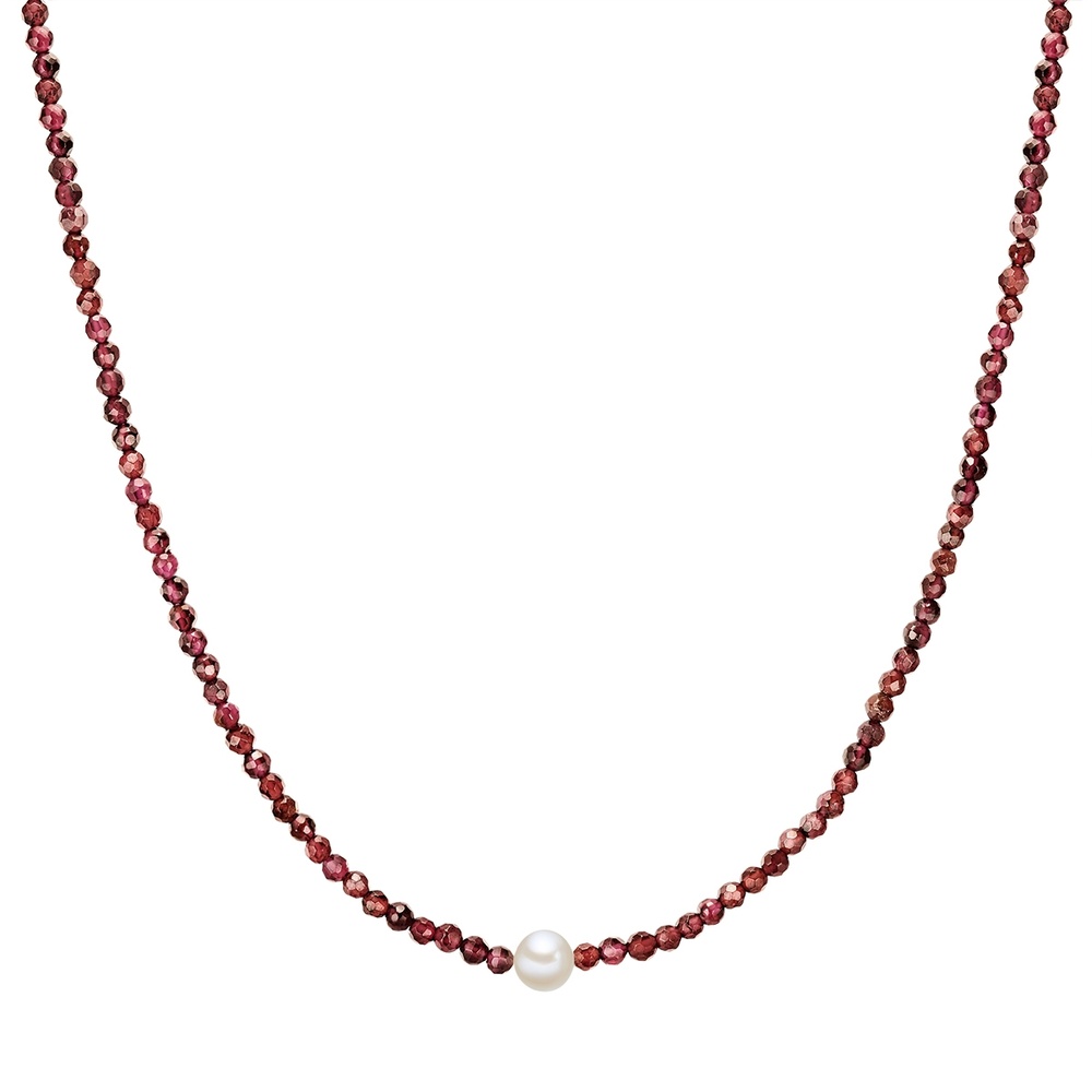 Valero Pearls Chaîne Argent sterling Grenat Perle de culture d'eau douce en Argent collier