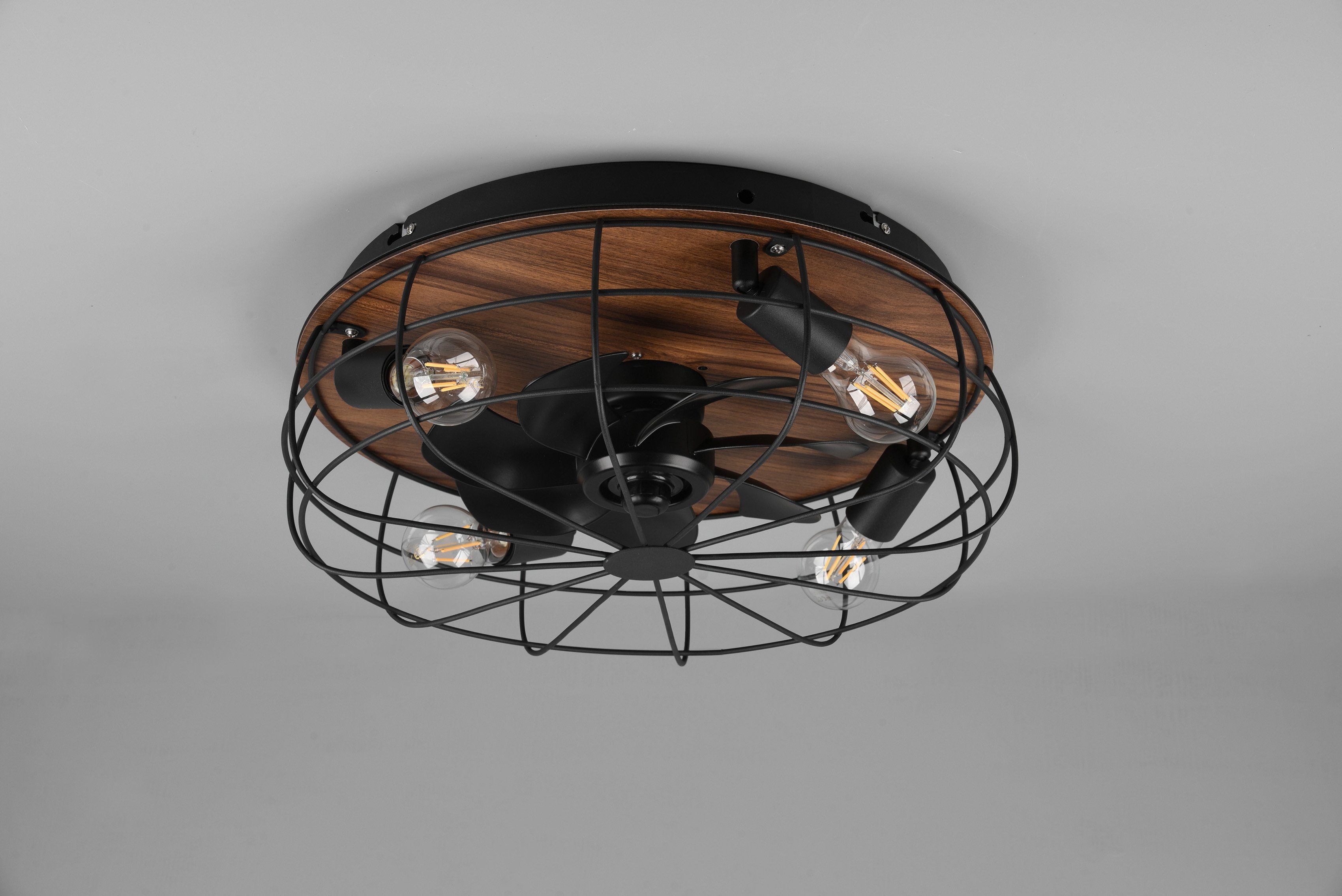 TRIO Leuchten Deckenleuchte Trondheim, Timerfunktion, Ventilatorfunktion, Leuchtmittel wechselbar, mit Ventilator, Fernbedienung., Leuchte/ Ventilator getrennt schaltbar