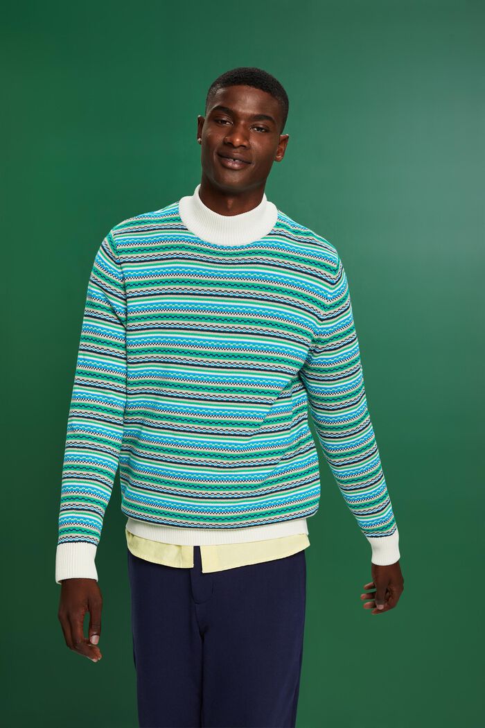 Jacquardpullover aus Baumwolle mit Stehkragen