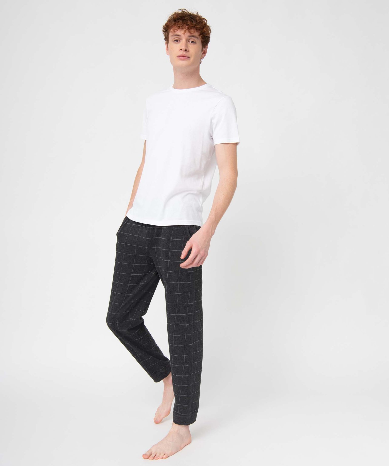 Pantalon de pyjama homme en jersey à taille élastique carreaux | GEMO