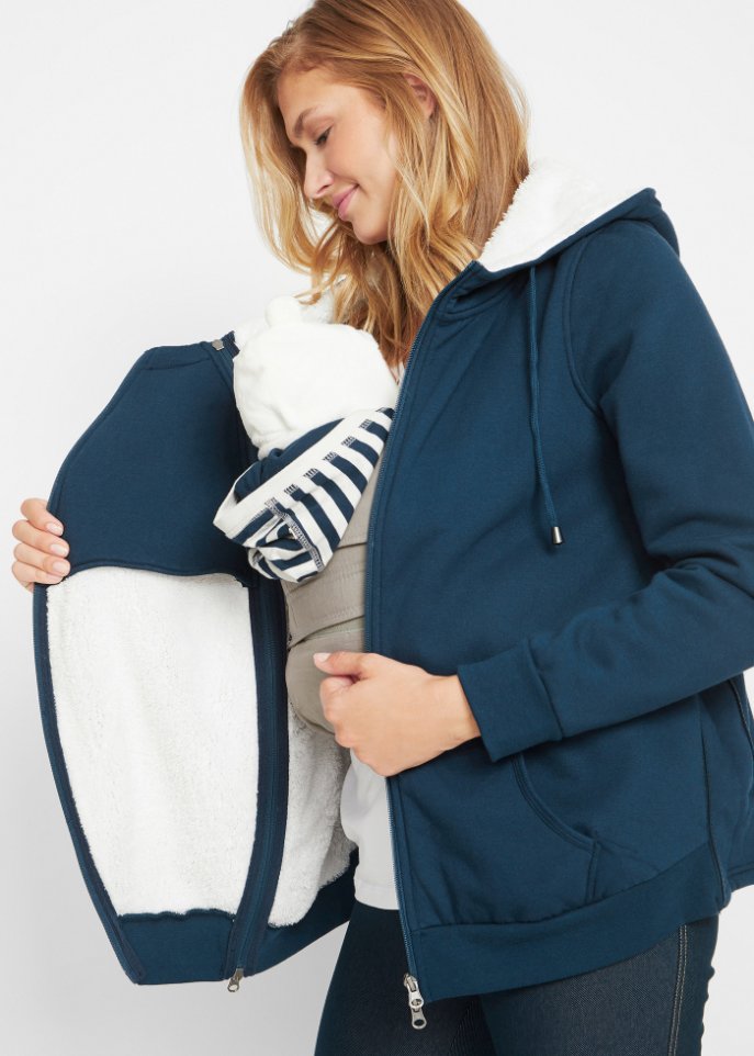 Umstands-Sweatjacke mit Baby-Einsatz und flauschiger Innenseite