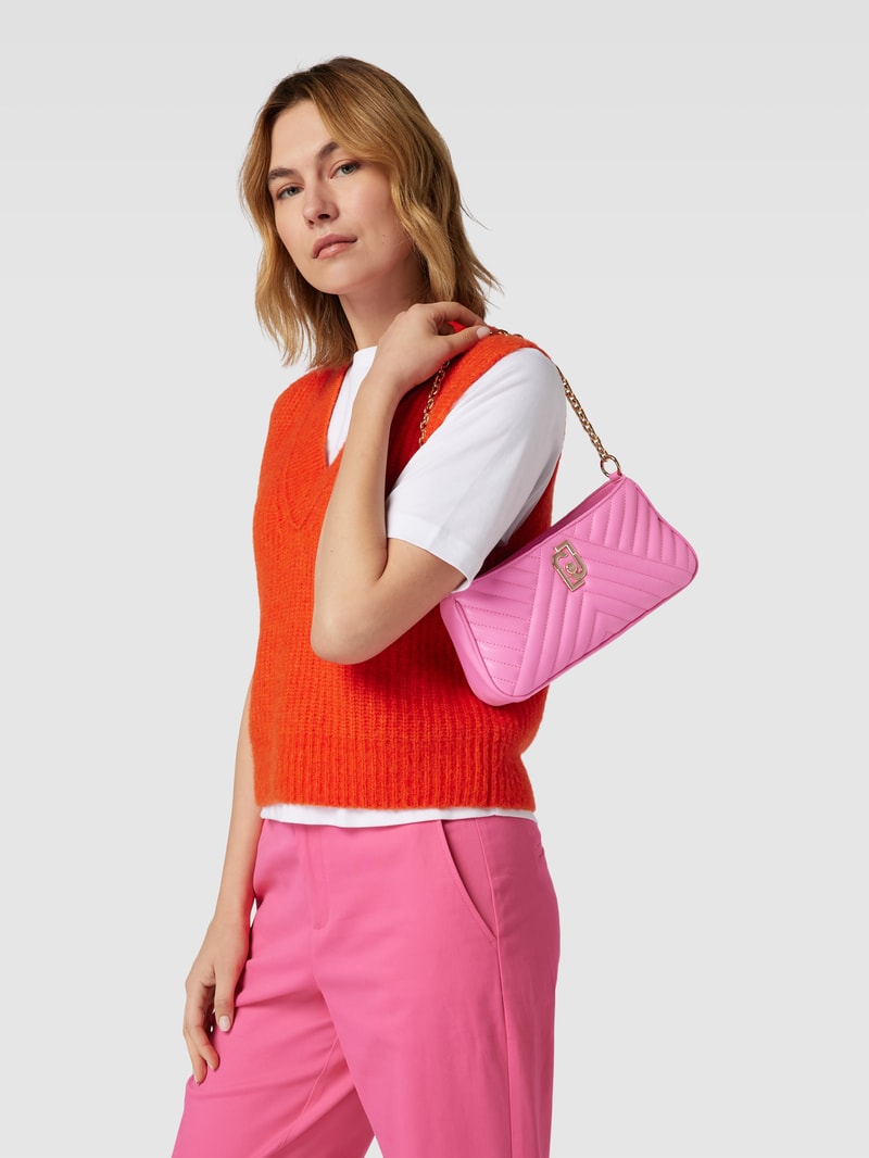 Handtasche in Leder- und Stepp-Optik in pink