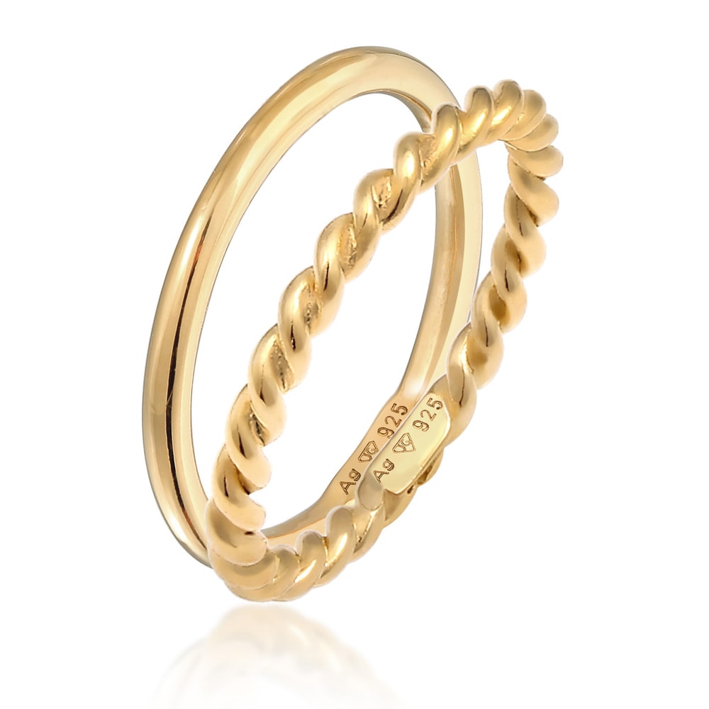 Elli Elli Bague Femmes Twisted Basic Set de 2 en argent sterling 925 Bague
