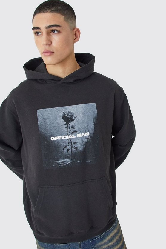 Oversize Hoodie mit Rosen-Man-Print