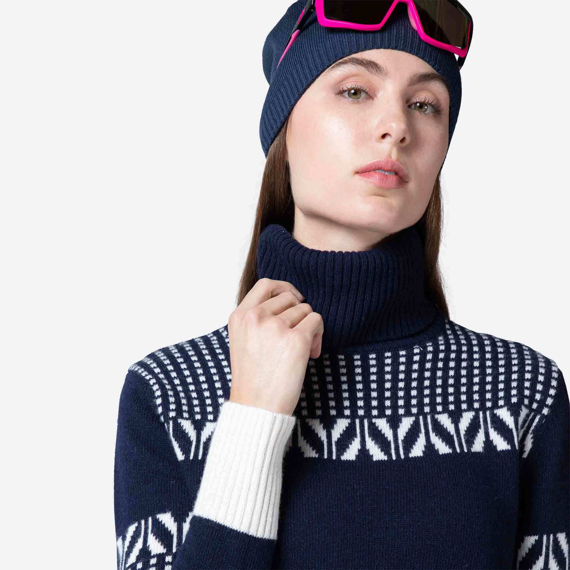 Pull en maille à col haut Vintage femme