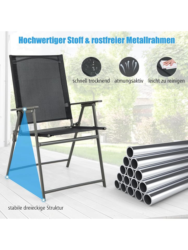 COSTWAY 2er Set Gartenstühle in Schwarz günstig kaufen onesize