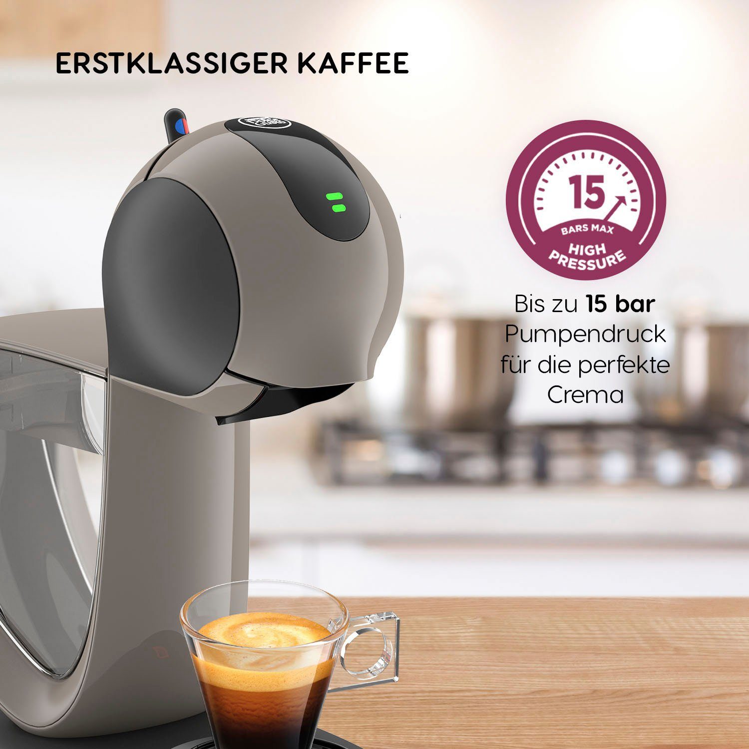 NESCAFÉ® Dolce Gusto® Kapselmaschine Krups, KP270A Infinissima Touch Automatic in Taupe, Hochdrucksystem bis 15 Bar, Touchscreen, Energiesparmodus nach 1 Min.