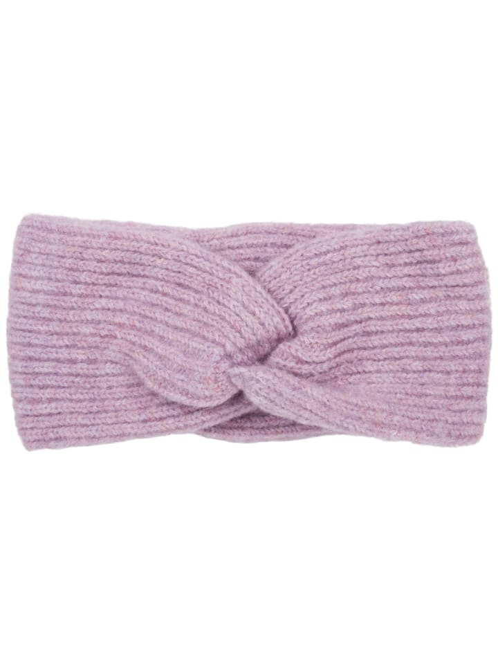 styleBREAKER Strick Stirnband mit Perlrippen Muster und Knoten in Flieder meliert günstig kaufen onesize