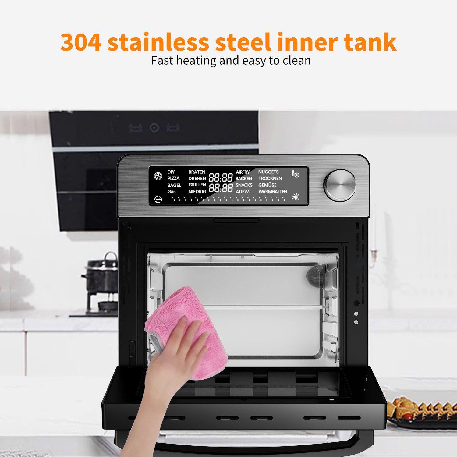 JOEAIS Heißluftfritteuse 14L XXL Ohne Öl Air Fryer 1700W Heizluft Fritteuse LED-Touchscreen, Airfryer Einstellbare Zeit/Temperaturregelung für Luftbraten, Braten