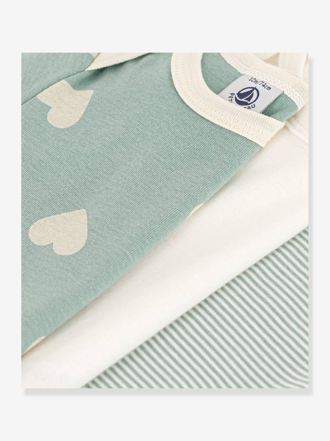 Petit Bateau 3er-Pack Baby Kurzarm-Bodys PETIT BATEAU - mandelgrün