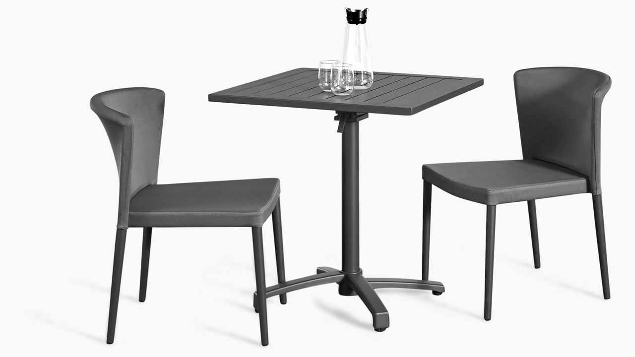 Grasekamp Balkonset Sol 3 teilig - 2x Stapelstuhl und Klapptisch aus Aluminium/Textilene
